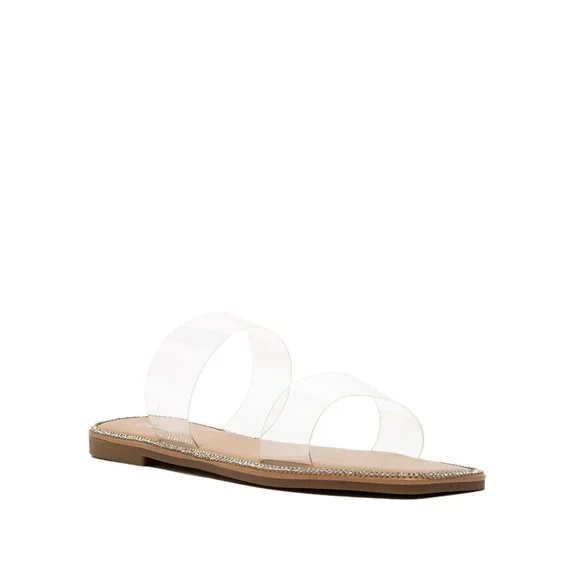 Clear Accented Two Band Sandals - Picture 2 of 3